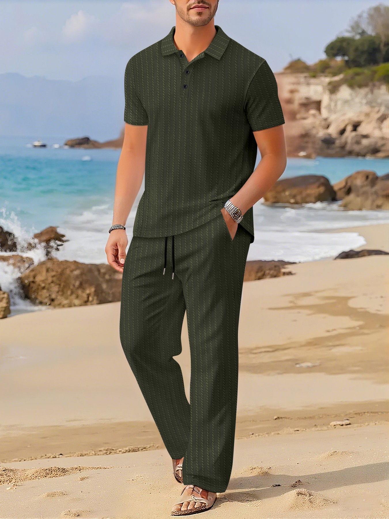 Summer Clothing For A Beach - Conjunto de Verano con Cuello Camisero,