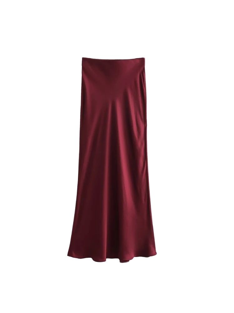 Falda Midi tipo seda de tacto  - Summer Zara reseña y precio